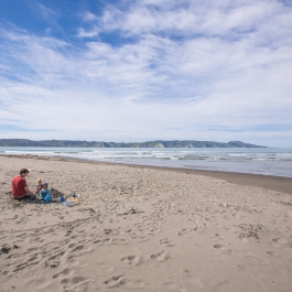 Opoutama - Family enjoying a day at the beach in Mahia