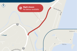 Overnight closure on SH2 just north of Napier-Taupō Road turnoff