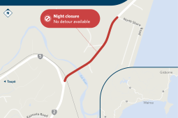 SH2 Esk River bridge closure map 2
