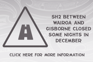 SH2 between Wairoa and Gisborne closed some nights in December