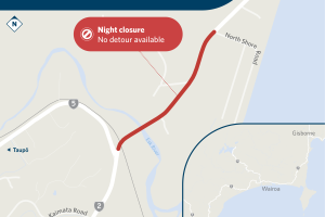 Overnight closure on SH2 just north of Napier-Taupō Road turnoff