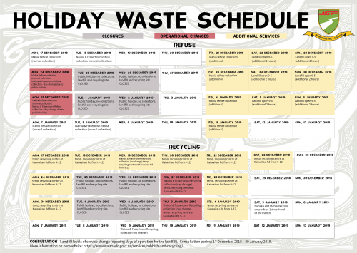Holiday Waste Schedule 2018