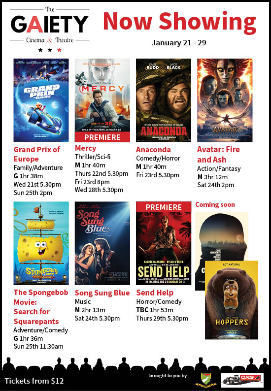 Gaiety Theatre Schedule - Jan 21 - 29