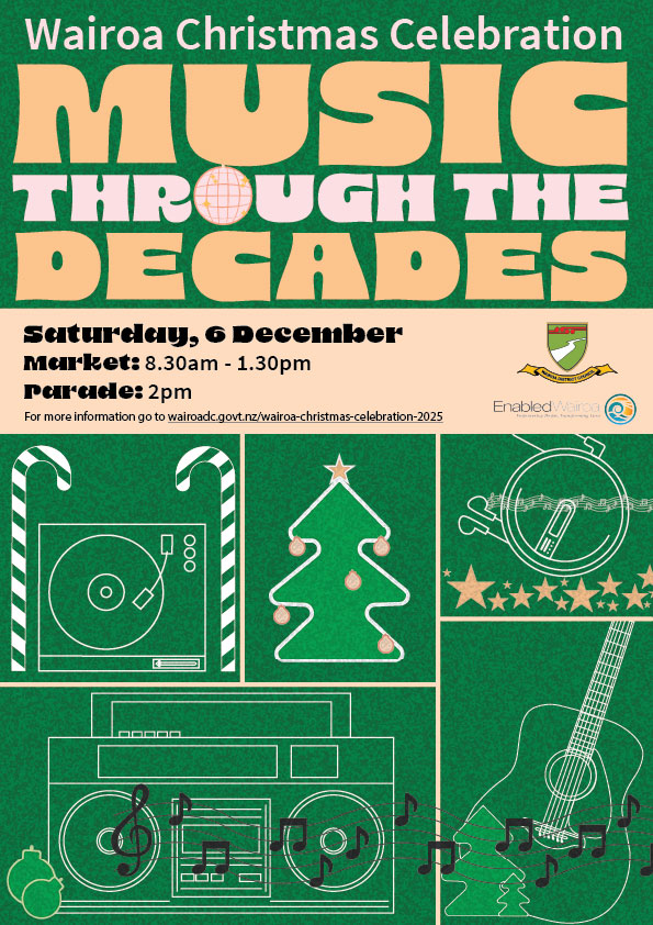 Wairoa Christmas Parade 2025 Poster A4 Green 01